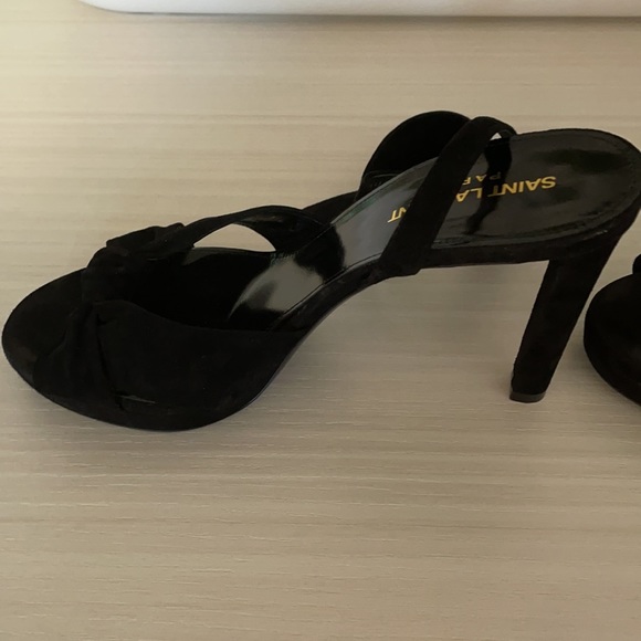 Saint Laurent Paris Platform Ankle Tie Heels - Picture 2 of 8